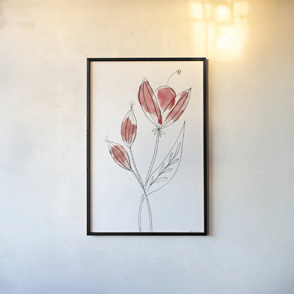 Line Flower I by Yvette St. Amant. shown as a paper print in a black flame. Available as a archival giclee rolled canvas, fine art paper, or poster print. SKU 99132h.