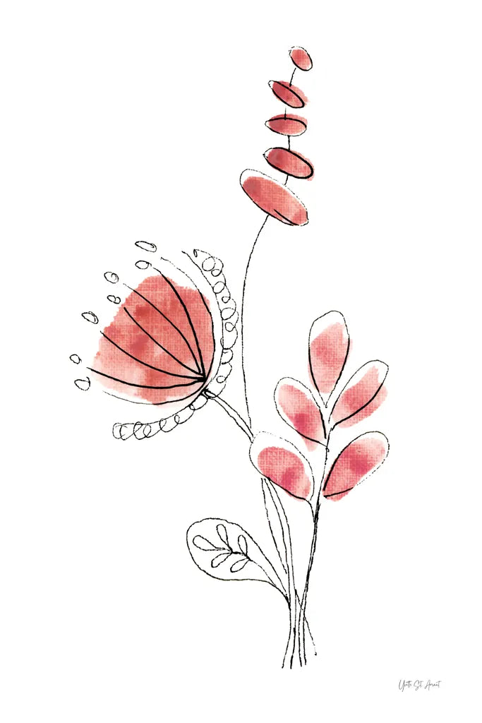 Line Flower II by Yvette St. Amant. SKU 99133h. Archival Giclee Fine art print for wall decor.