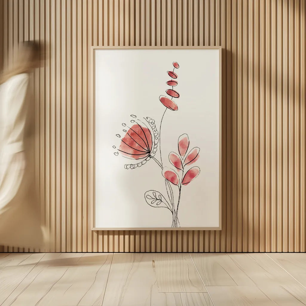 Line Flower II by Yvette St. Amant. shown as over sized large wall art. Available as an archival giclee rolled canvas, fine art paper, or poster print. SKU 99133h.