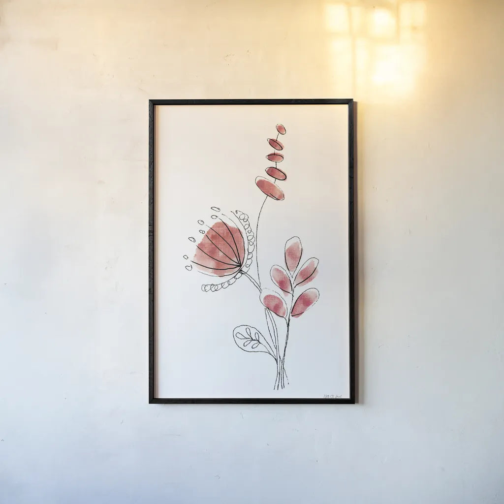 Line Flower II by Yvette St. Amant. shown as a paper print in a black flame. Available as a archival giclee rolled canvas, fine art paper, or poster print. SKU 99133h.