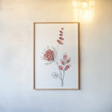 Line Flower II by Yvette St. Amant. shown as a paper print in a natural frame. Available as a archival giclee rolled canvas, fine art paper, or poster print. SKU 99133h.