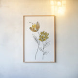 Line Flower IV by Yvette St. Amant. shown as a paper print in a natural frame. Available as a archival giclee rolled canvas, fine art paper, or poster print. SKU 99135h.