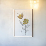 Line Flower IV by Yvette St. Amant. shown as a paper print in a white frame. Available as a archival giclee rolled canvas, fine art paper, or poster print. SKU 99135h.