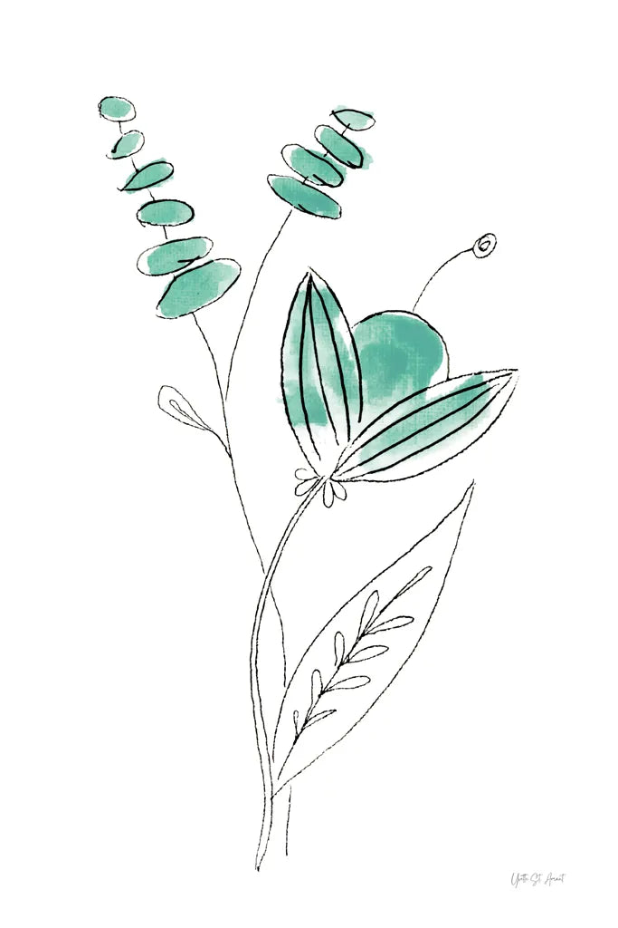 Line Flower V by Yvette St. Amant. SKU 99136h. Archival Giclee Fine art print for wall decor.