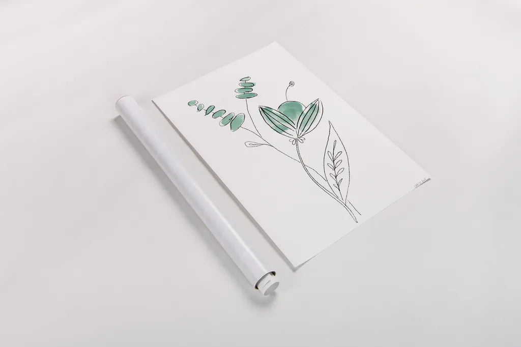 Line Flower V by Yvette St. Amant. shown as a rolled paper print. Available as archival giclee rolled canvas, fine art paper, or poster print. SKU 99136h.