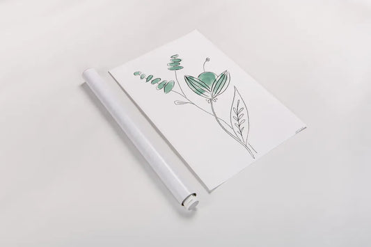 Line Flower V by Yvette St. Amant. shown as a rolled paper print. Available as archival giclee rolled canvas, fine art paper, or poster print. SKU 99136h.