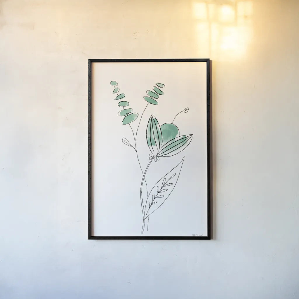 Line Flower V by Yvette St. Amant. shown as a paper print in a black flame. Available as a archival giclee rolled canvas, fine art paper, or poster print. SKU 99136h.