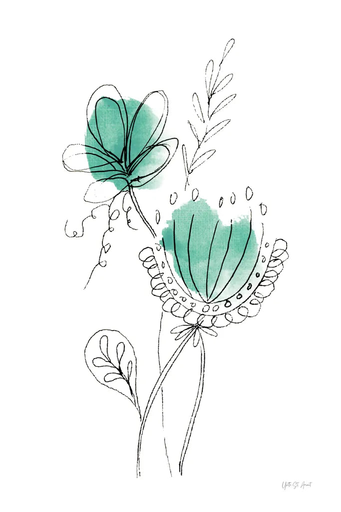 Line Flower VI by Yvette St. Amant. SKU 99137h. Archival Giclee Fine art print for wall decor.