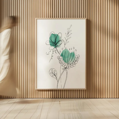 Line Flower VI by Yvette St. Amant. shown as over sized large wall art. Available as an archival giclee rolled canvas, fine art paper, or poster print. SKU 99137h.