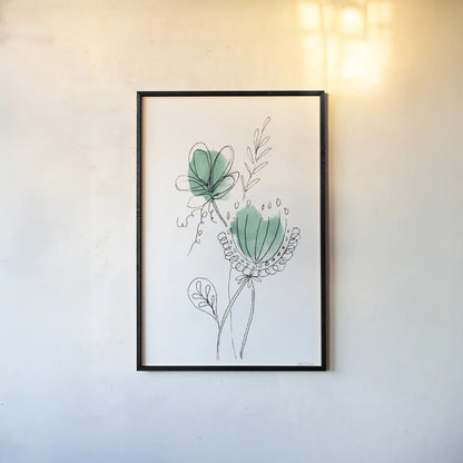 Line Flower VI by Yvette St. Amant. shown as a paper print in a black flame. Available as a archival giclee rolled canvas, fine art paper, or poster print. SKU 99137h.