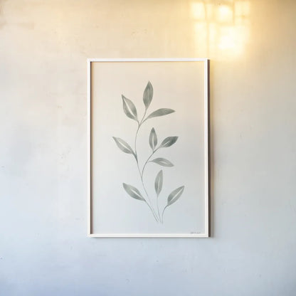 Linen Leaves I by Yvette St. Amant. shown as a paper print in a white frame. Available as a archival giclee rolled canvas, fine art paper, or poster print. SKU 91745h.
