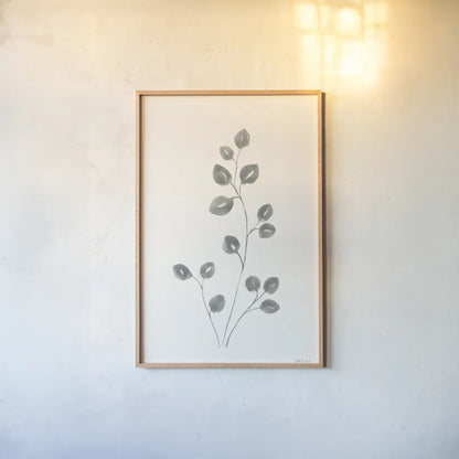 Linen Leaves II by Yvette St. Amant. shown as a paper print in a natural frame. Available as a archival giclee rolled canvas, fine art paper, or poster print. SKU 91746h.