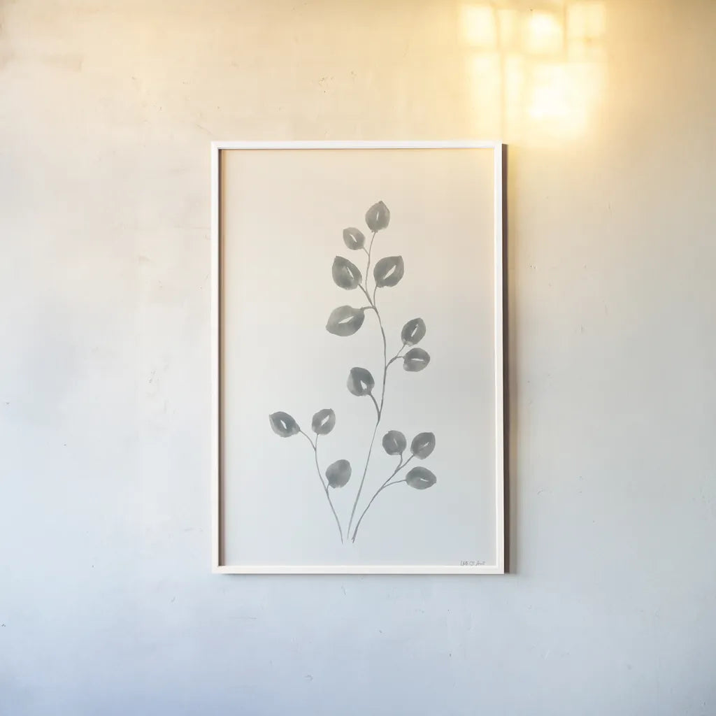 Linen Leaves II by Yvette St. Amant. shown as a paper print in a white frame. Available as a archival giclee rolled canvas, fine art paper, or poster print. SKU 91746h.