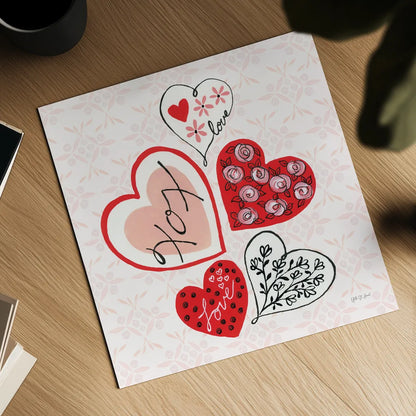 Love Hearts by Yvette St. Amant. Shown as a detailed flat fine art print, highlighting archival giclee quality. Available as an archival giclee rolled canvas, fine art paper, or poster print. SKU 94017a.
