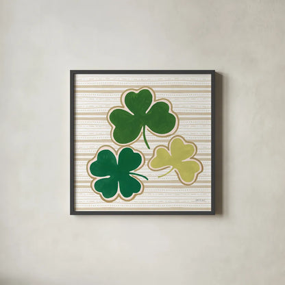 Lucky Charm IV by Yvette St. Amant. Shown in a sleek black glass frame for a contemporary gallery look. Available as an archival giclee rolled canvas, fine art paper, or poster print. SKU 100560a.