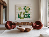 Lucky Charm IX by Yvette St. Amant. Shown as extra-large giant wall art in a modern living room. Available as an archival giclee rolled canvas, fine art paper, or poster print. SKU 100565a.