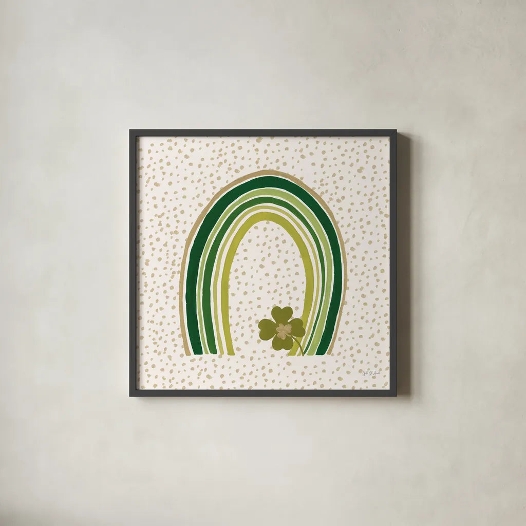 Lucky Charm V by Yvette St. Amant. Shown in a sleek black glass frame for a contemporary gallery look. Available as an archival giclee rolled canvas, fine art paper, or poster print. SKU 100561a.