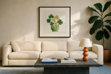 Lucky Charm VII by Yvette St. Amant. Displayed in a glass frame with matte in a clean modern living room. Available as an archival giclee rolled canvas, fine art paper, or poster print. SKU 100563a.