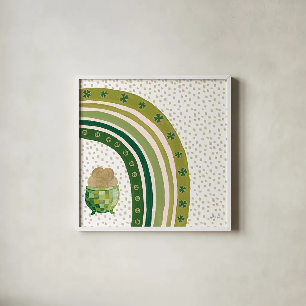 Lucky Charm VIII by Yvette St. Amant. Shown in a crisp white glass frame for a clean and minimalist style. Available as an archival giclee rolled canvas, fine art paper, or poster print. SKU 100564a.