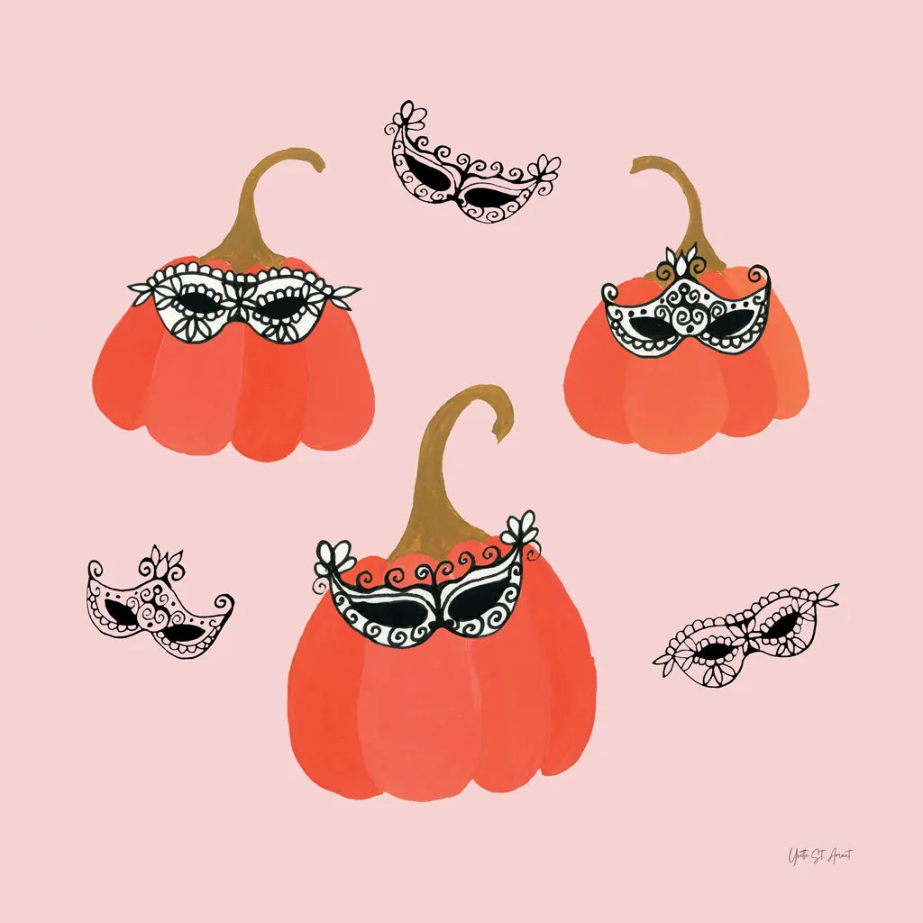 Masquerade Pumpkins by Yvette St. Amant. SKU 93974a. Archival Giclee Fine art print for wall decor.