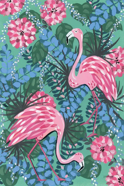 Maximalist Flamingos by Yvette St. Amant. SKU 89307h. Archival Giclee Fine art print for wall decor.