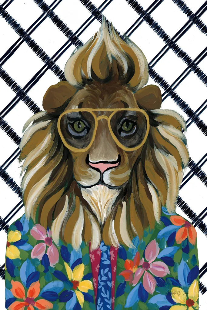 Miami Living Lion Portrait II Diamond Background by Yvette St. Amant. SKU 101260h. Archival Giclee Fine art print for wall decor.