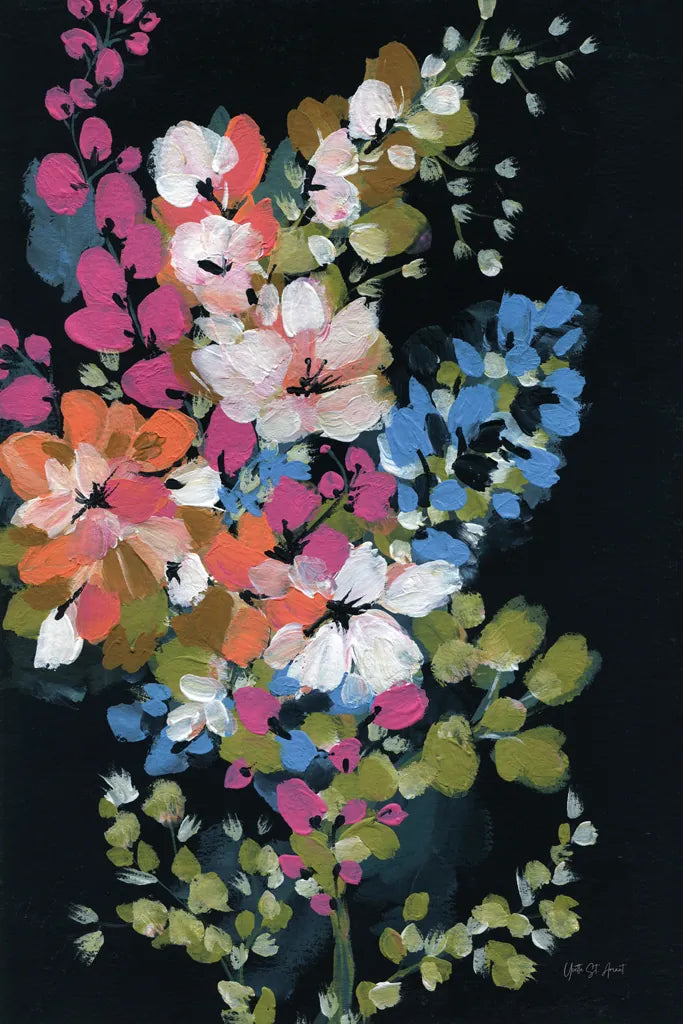 Midnight Floral by Yvette St. Amant. SKU 88370h. Archival Giclee Fine art print for wall decor.