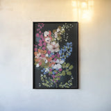 Midnight Floral by Yvette St. Amant. shown as a paper print in a black flame. Available as a archival giclee rolled canvas, fine art paper, or poster print. SKU 88370h.