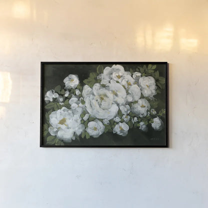 Midnight Roses by Yvette St. Amant. shown as a paper print in a black flame. Available as a archival giclee rolled canvas, fine art paper, or poster print. SKU 89385i.
