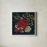 Midwinter Florals I by Yvette St. Amant. Shown in a crisp white glass frame for a clean and minimalist style. Available as an archival giclee rolled canvas, fine art paper, or poster print. SKU 103886a.