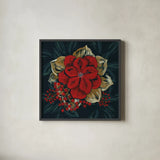 Midwinter Florals II by Yvette St. Amant. Shown in a sleek black glass frame for a contemporary gallery look. Available as an archival giclee rolled canvas, fine art paper, or poster print. SKU 103887a.