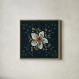 Midwinter Florals III by Yvette St. Amant. Shown in a natural wood glass frame for a timeless modern aesthetic. Available as an archival giclee rolled canvas, fine art paper, or poster print. SKU 103888a.