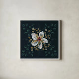Midwinter Florals III by Yvette St. Amant. Shown in a crisp white glass frame for a clean and minimalist style. Available as an archival giclee rolled canvas, fine art paper, or poster print. SKU 103888a.