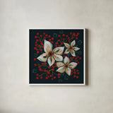 Midwinter Florals IV by Yvette St. Amant. Shown in a crisp white glass frame for a clean and minimalist style. Available as an archival giclee rolled canvas, fine art paper, or poster print. SKU 103889a.