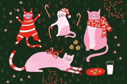Mischief Kitty Christmas I by Yvette St. Amant. SKU 97540i. Archival Giclee Fine art print for wall decor.