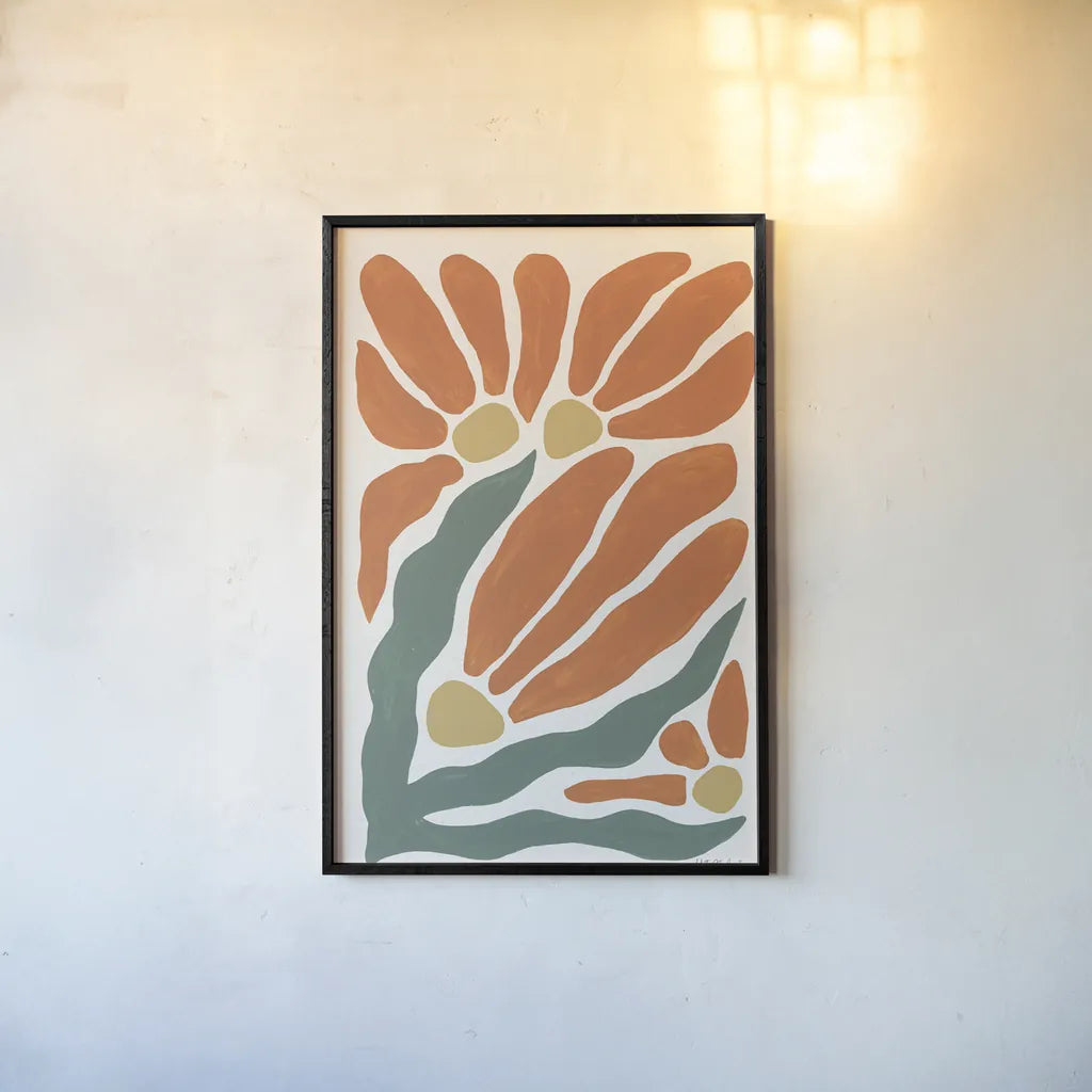 Modern Botanica I by Yvette St. Amant. shown as a paper print in a black flame. Available as a archival giclee rolled canvas, fine art paper, or poster print. SKU 94966h.