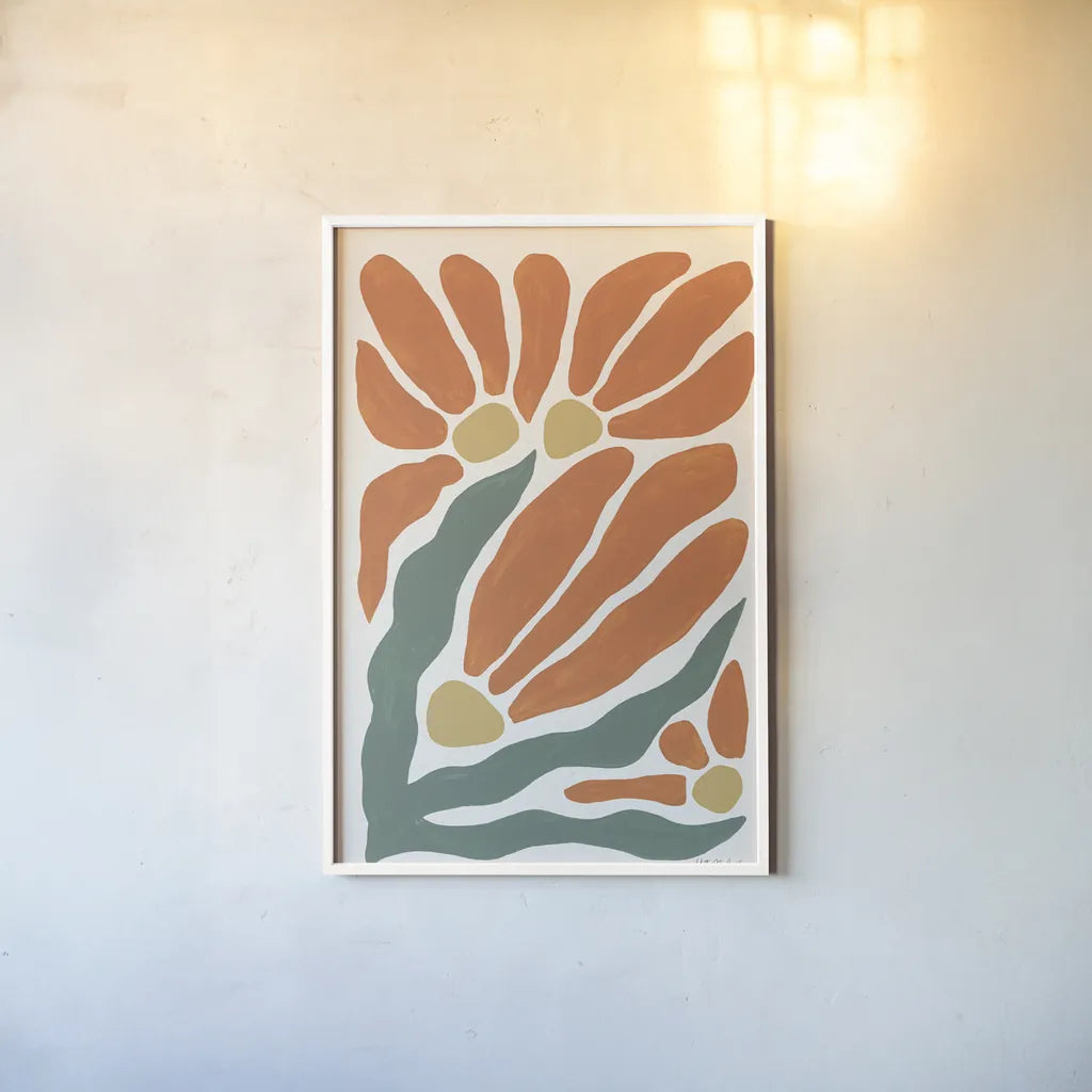 Modern Botanica I by Yvette St. Amant. shown as a paper print in a white frame. Available as a archival giclee rolled canvas, fine art paper, or poster print. SKU 94966h.