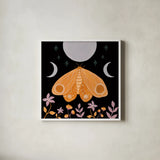 Moon Moth V by Yvette St. Amant. Shown in a crisp white glass frame for a clean and minimalist style. Available as an archival giclee rolled canvas, fine art paper, or poster print. SKU 101206a.