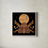 Moon Moth VI by Yvette St. Amant. Shown in a crisp white glass frame for a clean and minimalist style. Available as an archival giclee rolled canvas, fine art paper, or poster print. SKU 101207a.