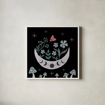 Moon Moth VII by Yvette St. Amant. Shown in a crisp white glass frame for a clean and minimalist style. Available as an archival giclee rolled canvas, fine art paper, or poster print. SKU 101208a.