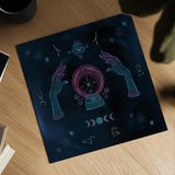 Mystic Fortune Teller by Yvette St. Amant. Shown as a detailed flat fine art print, highlighting archival giclee quality. Available as an archival giclee rolled canvas, fine art paper, or poster print. SKU 91540a.