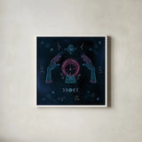 Mystic Fortune Teller by Yvette St. Amant. Shown in a crisp white glass frame for a clean and minimalist style. Available as an archival giclee rolled canvas, fine art paper, or poster print. SKU 91540a.