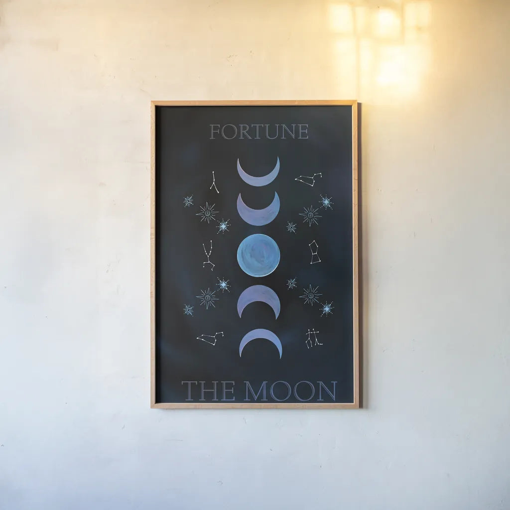 Mystical Fortune II by Yvette St. Amant. shown as a paper print in a natural frame. Available as a archival giclee rolled canvas, fine art paper, or poster print. SKU 92825h.