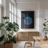 Mystical Fortune III by Yvette St. Amant. shown as a print in a natural wood frame in a dining room. Available as a archival giclee rolled canvas, fine art paper, or poster print. SKU 92826h.