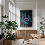 Mystical Fortune IV by Yvette St. Amant. shown as a print in a natural wood frame in a dining room. Available as a archival giclee rolled canvas, fine art paper, or poster print. SKU 92827h.