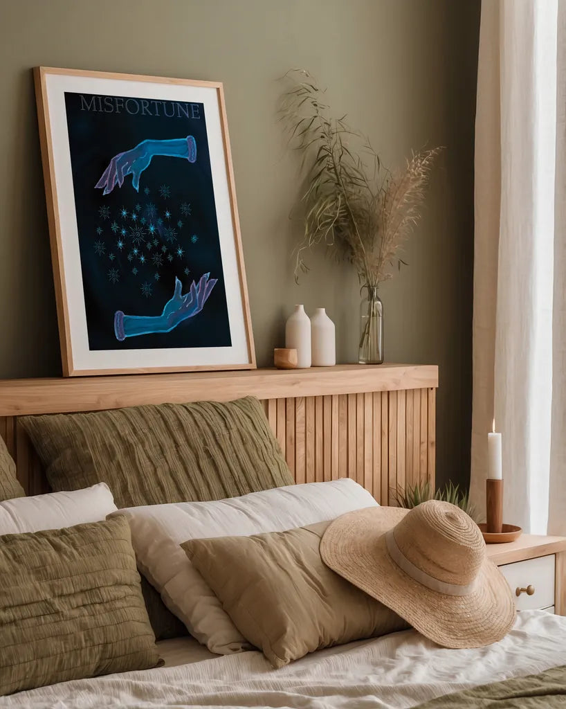 Mystical Fortune VI by Yvette St. Amant. shown as a paper print in a natural frame. Available as a archival giclee rolled canvas, fine art paper, or poster print. SKU 92829h.