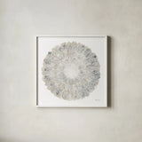 Natures Pinwheel II by Yvette St. Amant. Shown in a crisp white glass frame for a clean and minimalist style. Available as an archival giclee rolled canvas, fine art paper, or poster print. SKU 88254a.