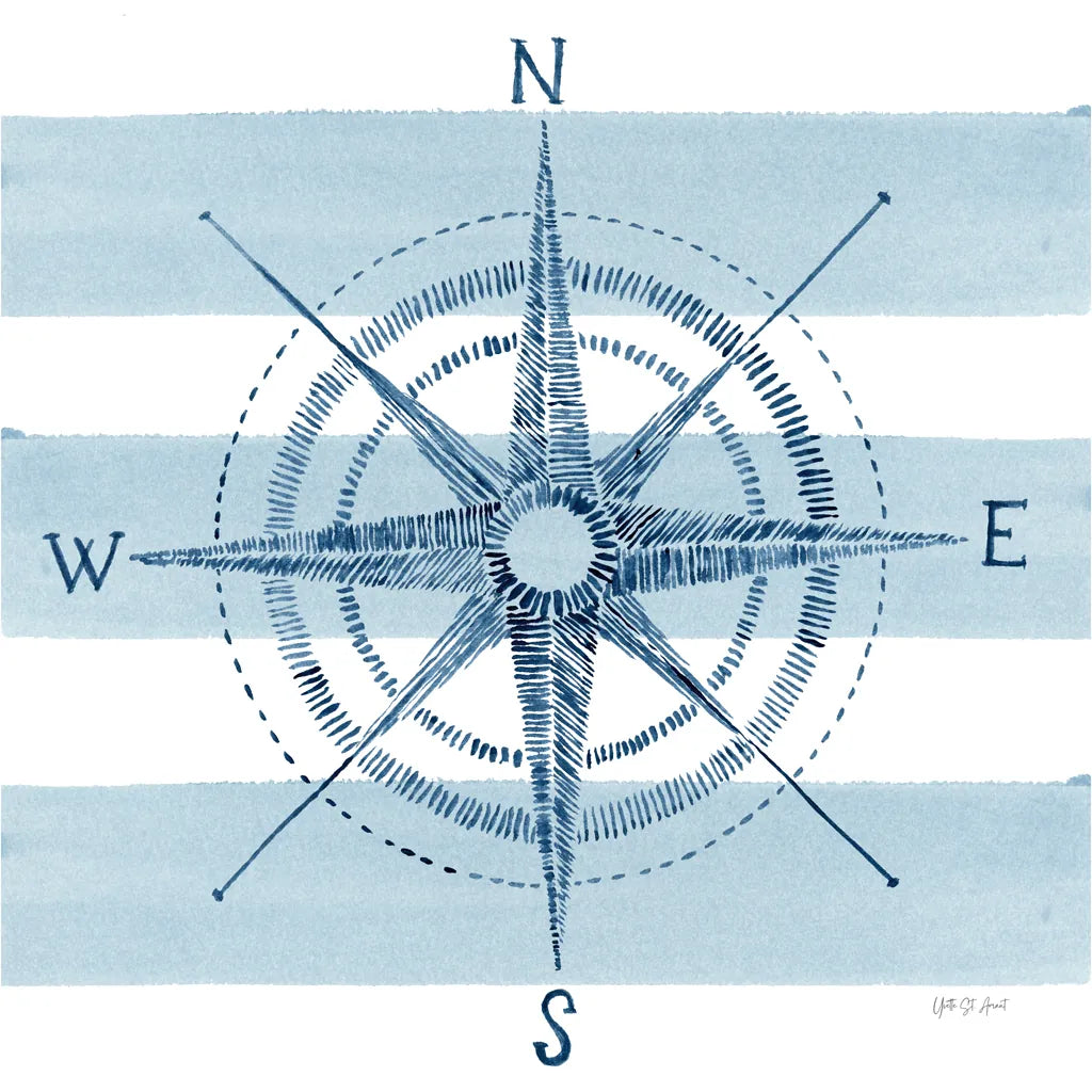 Nautical Compass by Yvette St. Amant. SKU 90122a. Archival Giclee Fine art print for wall decor.