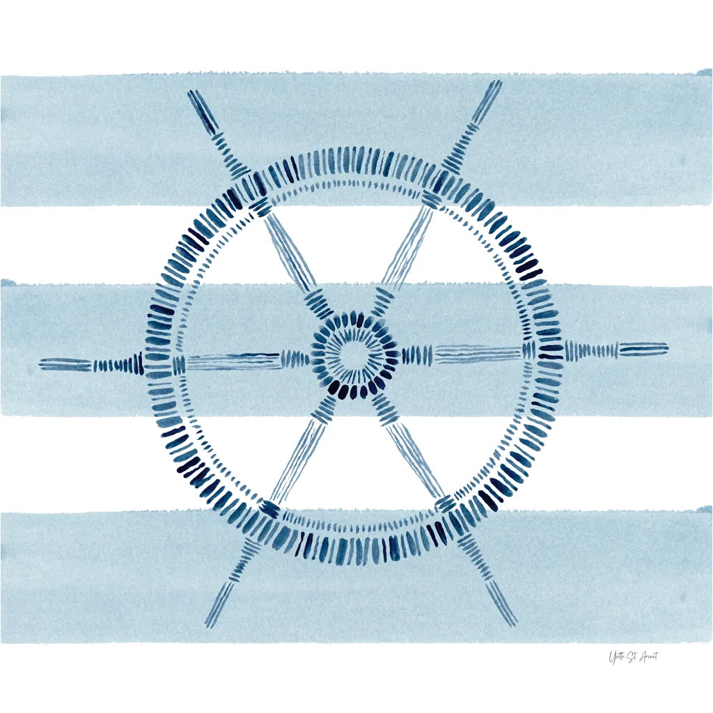 Nautical Ship Wheel by Yvette St. Amant. SKU 90123a. Archival Giclee Fine art print for wall decor.