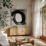 Negative Space IV by Yvette St. Amant. Shown in a natural wood frame in a cozy modern living room. Available as an archival giclee rolled canvas, fine art paper, or poster print. SKU 102363a.